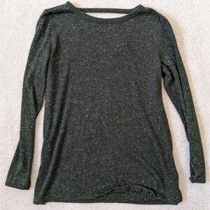 Loft Green Speckled Scoop Back Sweater Size L
